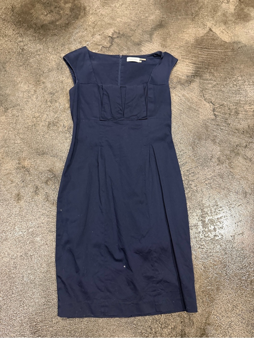 Classic Navy Cap-Sleeve Sheath Dress